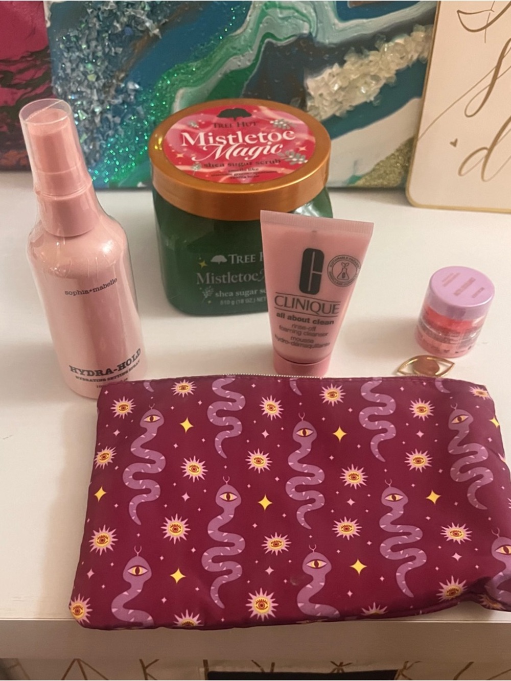 Bundle: Ipsy bag with cleanser, RealHer lip scrub, body scrub, setting spray